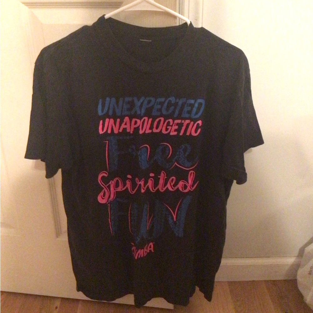 Black Graphic Zumba T-Shirt with Colorful Text